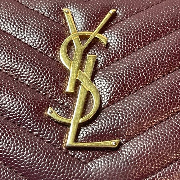 YSL Yves Saint Cassandre Matelasse Zip Around Wallet, Burgundy - Preowned - Picture 5 of 14